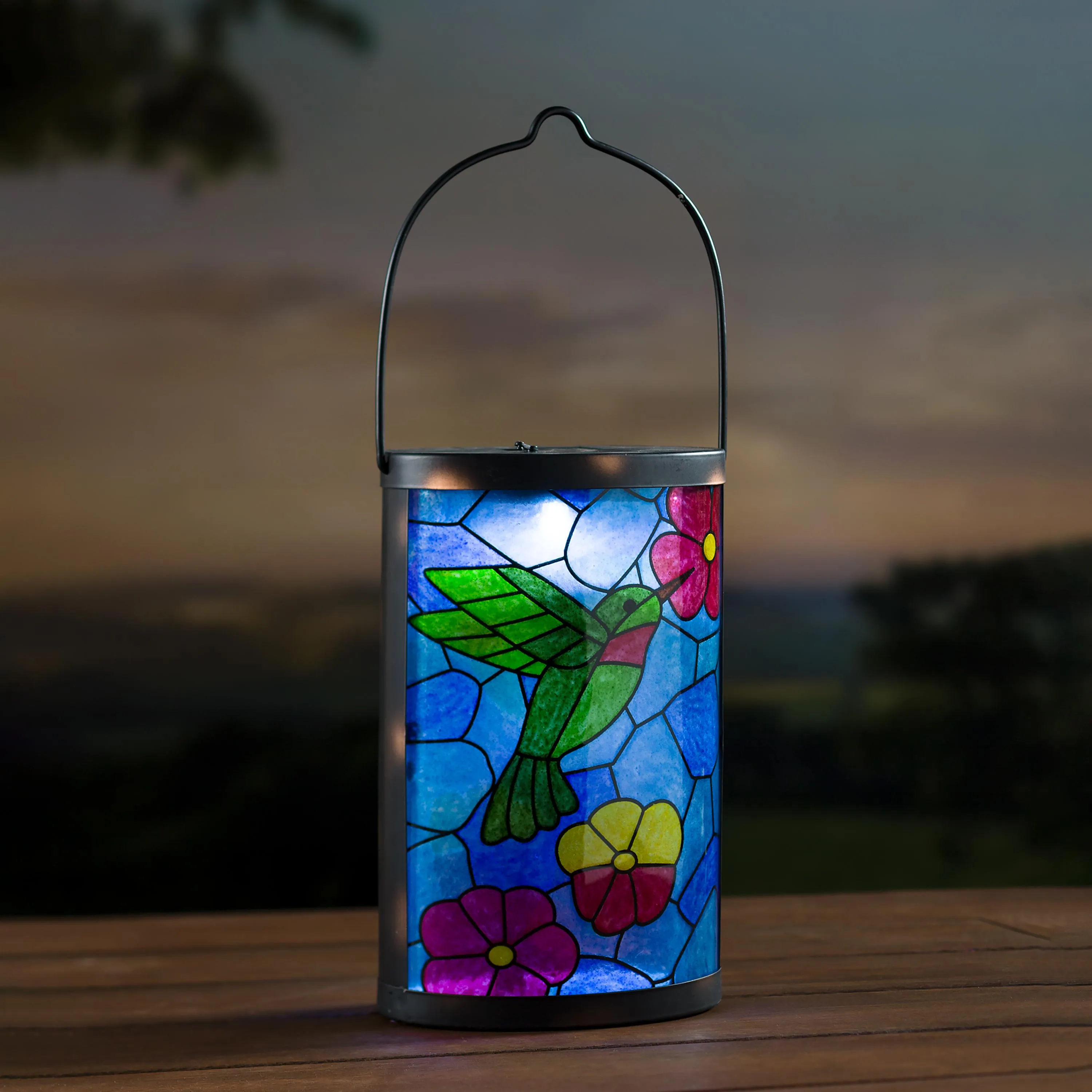 Mosaic Hummingbird Solar Lantern
