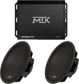MTX Terminator 250-Watt RMS 2Ω Mono Block Class D Amplifier and MTX Audio 3512-02 35-Series 12" 250W RMS 2-Ohm Subwoofer