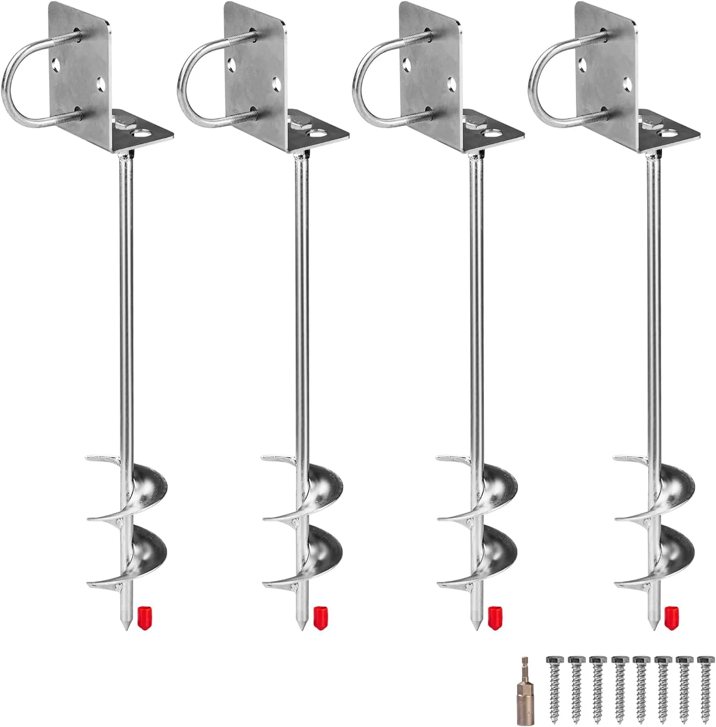 Multi-Purpose Trampoline Stakes Kit, LA VANE 3" Wider Spiral Ground Anchors Tent Stakes Heavy Duty Fully Welded Trampoline Anchors for Shed Swing Sets Carports Camping Tent Canopies