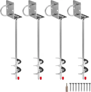 Multi-Purpose Trampoline Stakes Kit, LA VANE 3" Wider Spiral Ground Anchors Tent Stakes Heavy Duty Fully Welded Trampoline Anchors for Shed Swing Sets Carports Camping Tent Canopies