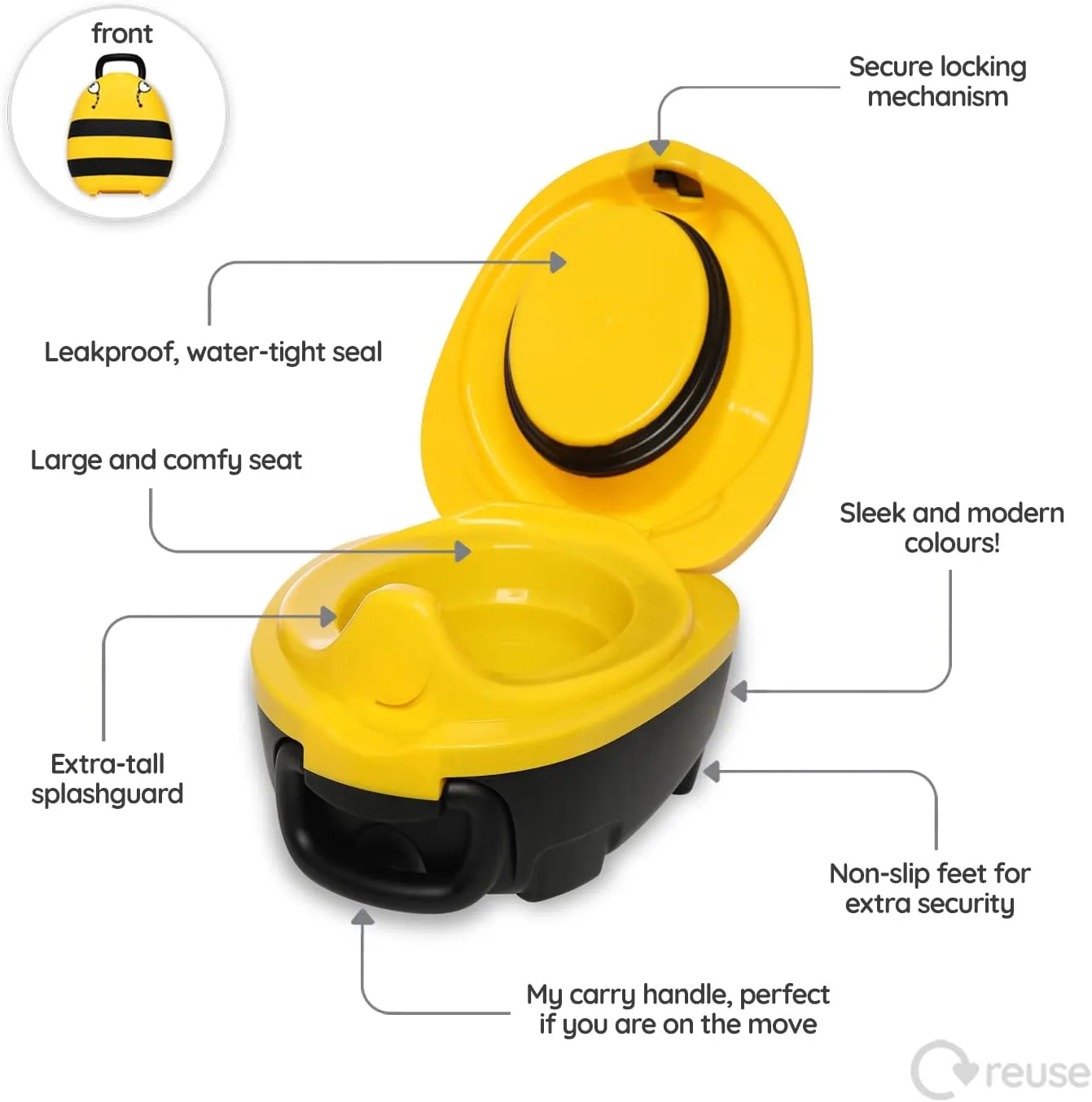 My Carry Potty - Bumble Bee Travel Potty, Award-Winning Portable Toddler Toilet Seat for Kids to Take Everywhere