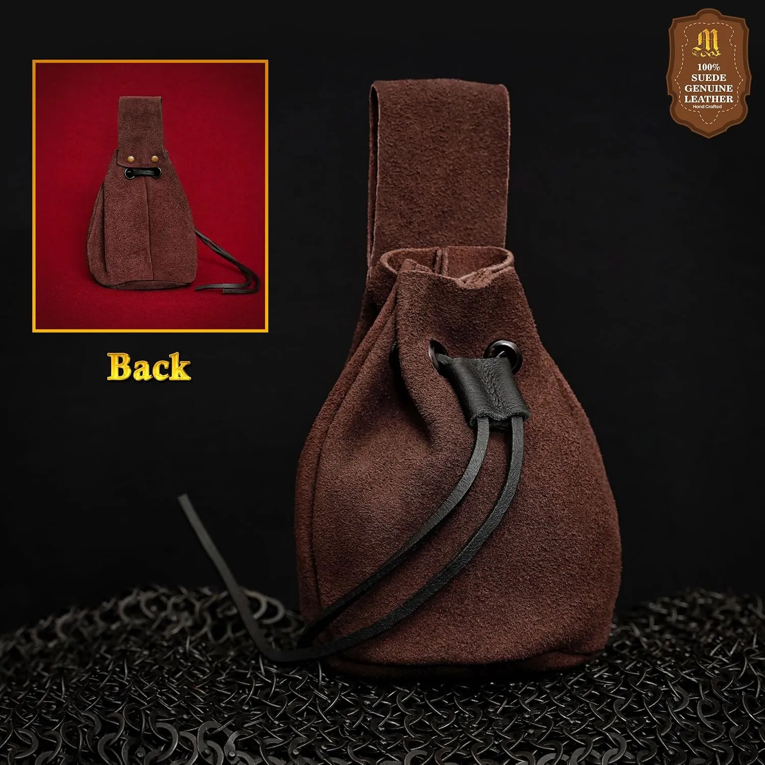 Mythrojan Medieval Drawstring Belt Bag, Ideal for SCA LARP Reenactment & Ren Fair