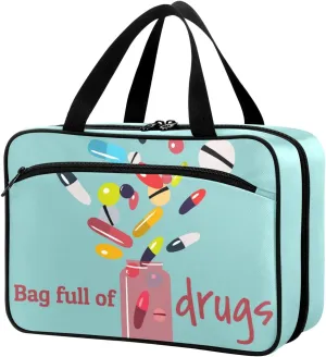 Naanle Pill Organizer Bag Travel Pill Bottle Medicine Organizer Home Storage Medication Bag for Vitamin Supplements, Colorful Pills Empty First Aid Bag for Car Camping
