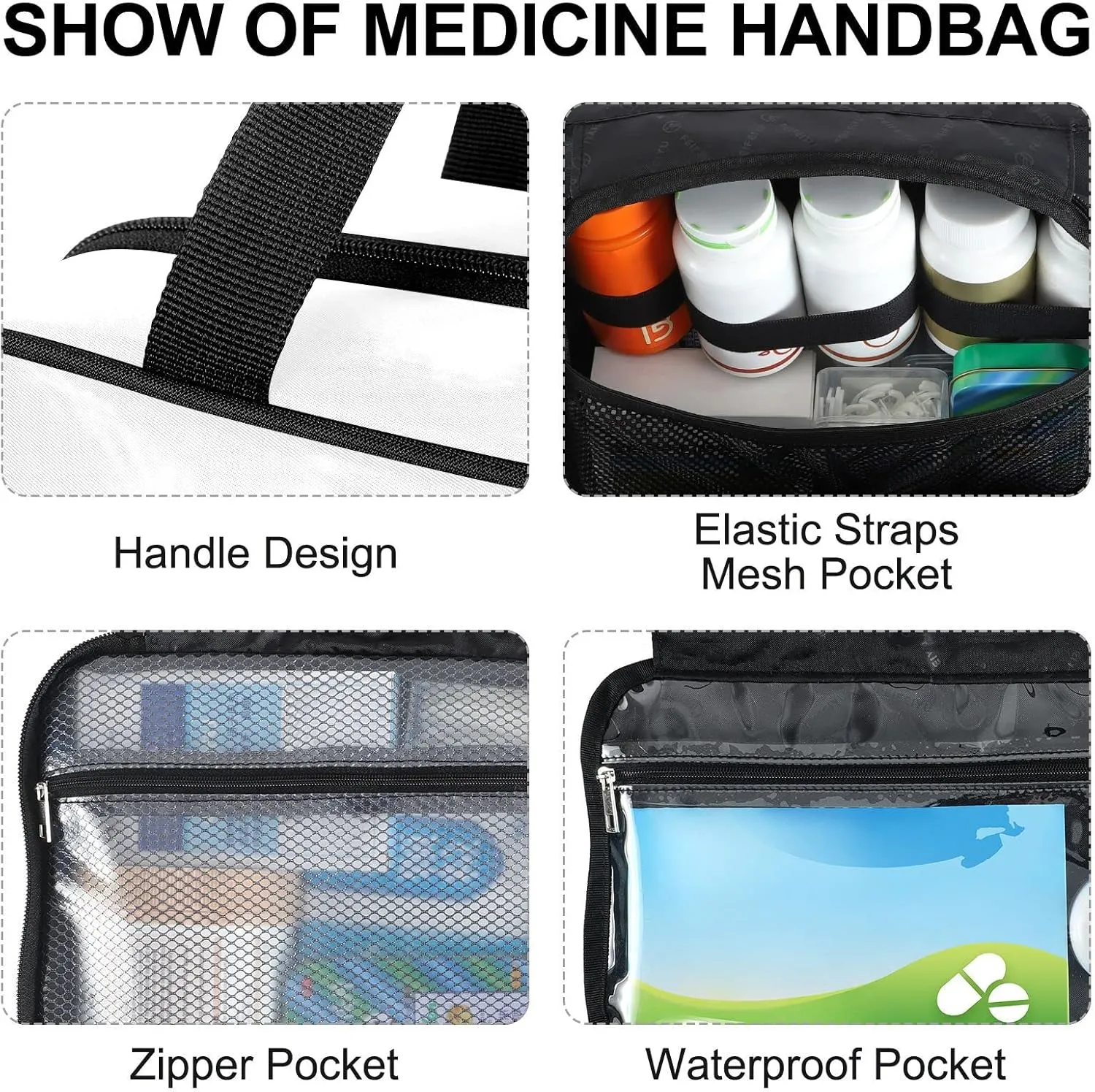 Naanle Pill Organizer Bag Travel Pill Bottle Medicine Organizer Home Storage Medication Bag for Vitamin Supplements, My Legal Drugs Empty First Aid Bag for Car Camping, 1.0 Count