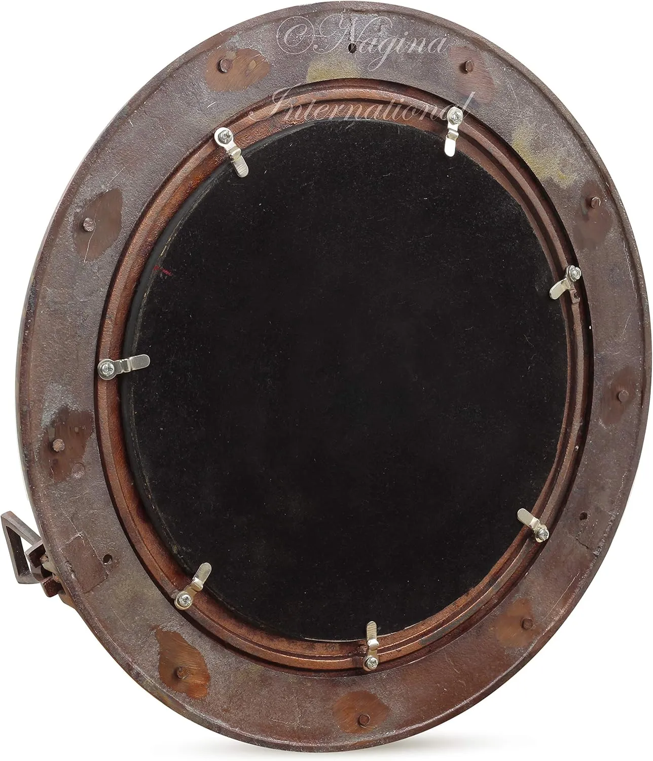 Nagina International Rustic Copper Shipwrecked Premium Nautical Porthole Mirror | Nautical Bathroom Mirrors (10 Inches, Aluminum Mirror)