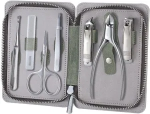 Nail Clipper Set Portable Nail Clipper Set, 7 Pieces Pedicure Grooming Kit for Men Women, Sharp Finger&Toe Nail Tool, Personal Care Manicure Kit with Leather Case Fingernail Clipper(Green)
