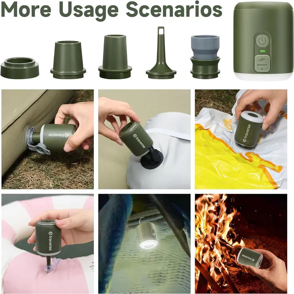 Nano Inflatable PumpBuilt-In Lantern &amp; Magnetic Design for Air Mattress, Pool Floats, &amp; More