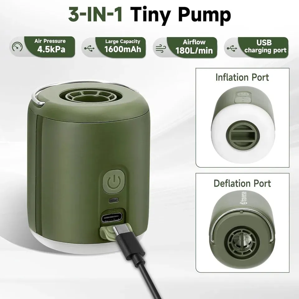 Nano Inflatable PumpBuilt-In Lantern &amp; Magnetic Design for Air Mattress, Pool Floats, &amp; More