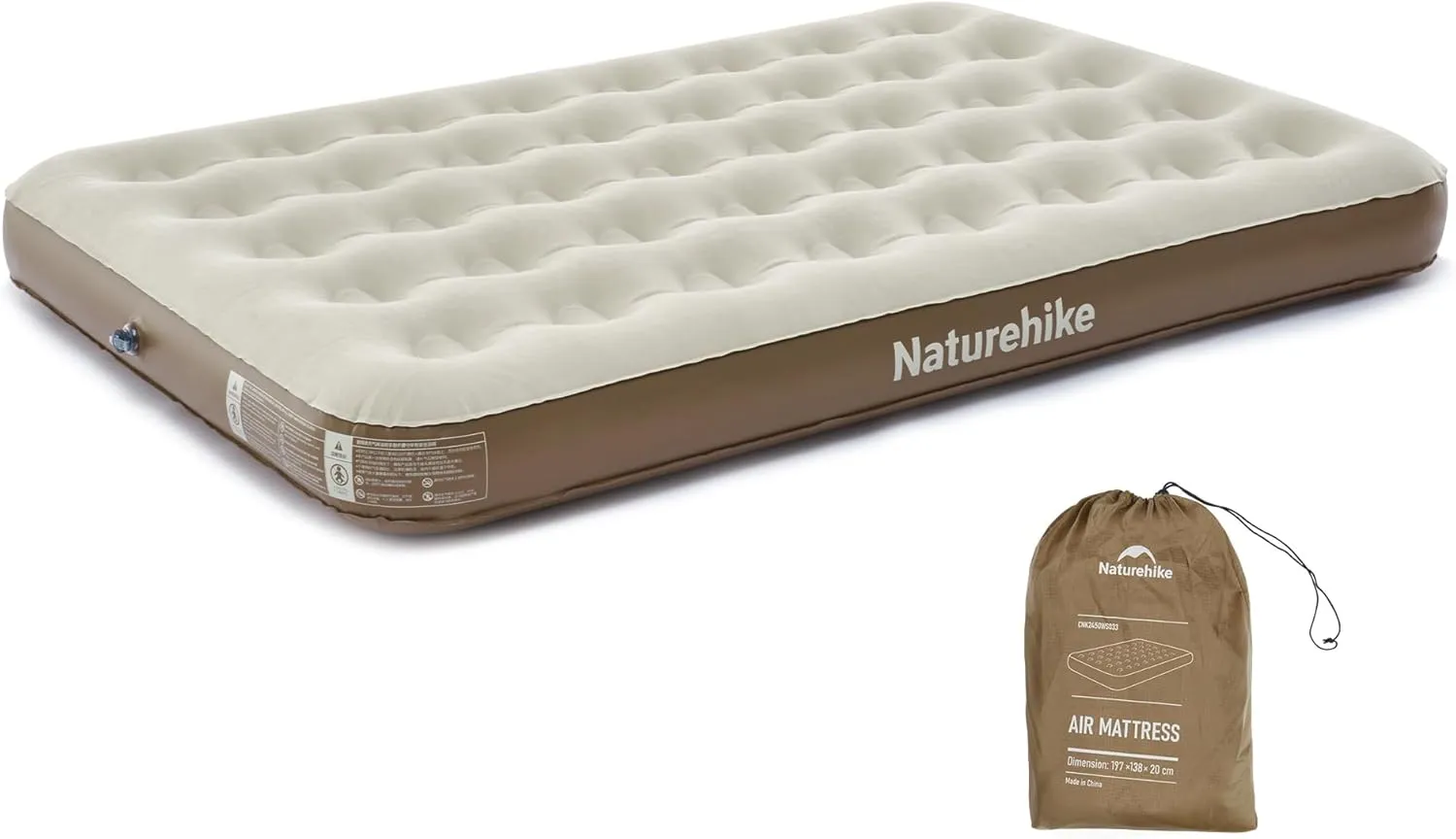 Naturehike Double Air Mattress, Inflatable Mattress for Home, Camping, Guests, Travel, Blow up Mattress, Morning View Serie, No Pump