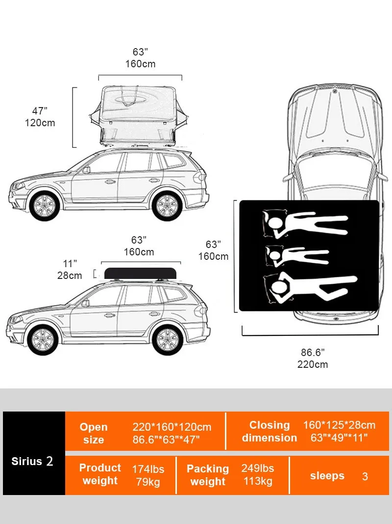 Naturnest Sirius 2 Clamshell Rooftop Tent