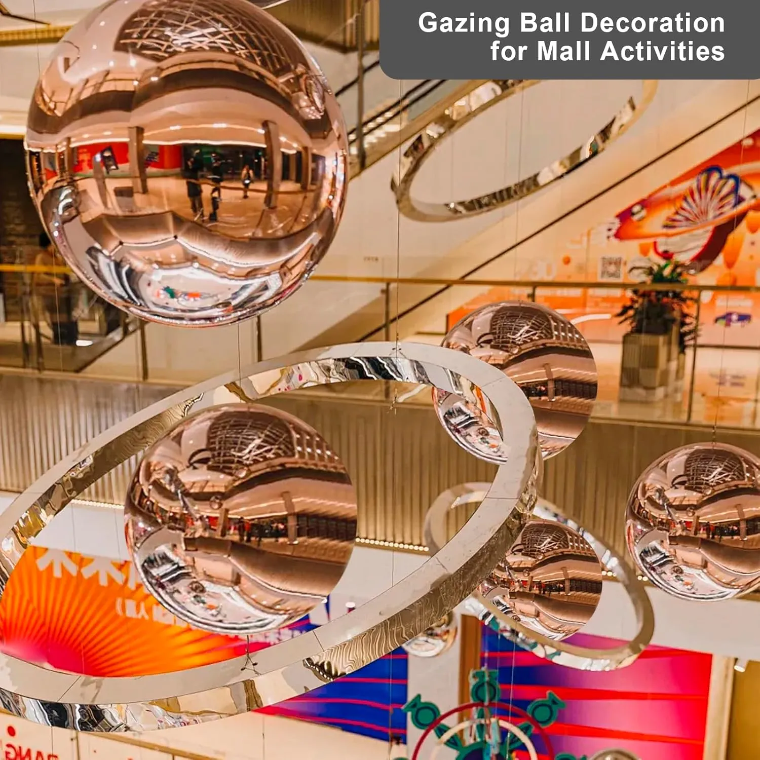 Nerien Gazing Ball, Stainless Steel Garden Mirror Globe, Polished Ornament Sphere, Hollow Floating Reflective Hemisphere, for Home Outdoor Pond Housewarming Swimming Pool Decoration, Rose Gold, 10Pcs