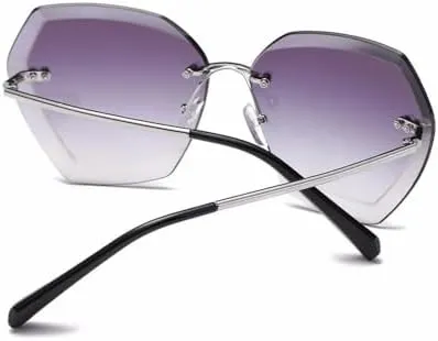 New 2025 Sunglasses For Women Cat Eye Rimless Diamond cutting Lens Fashion Shades Sun Glasses With Box