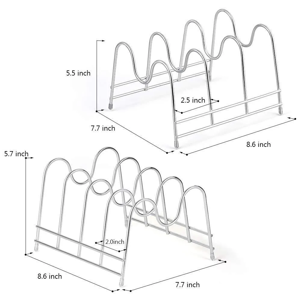 NEX 2-Pack Kitchen Cabinet Pan and Pot Lid Organizer Rack Holder