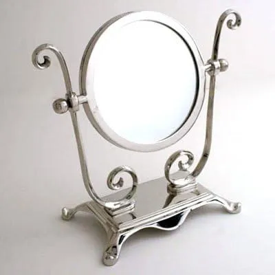 Nickel 10" H Magnified Vanity Mirror. Makeup Mirror.