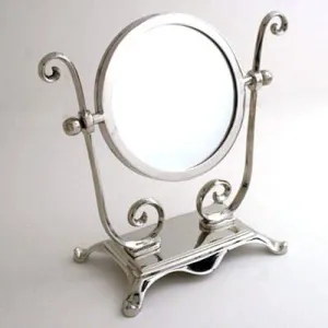 Nickel 10" H Magnified Vanity Mirror. Makeup Mirror.