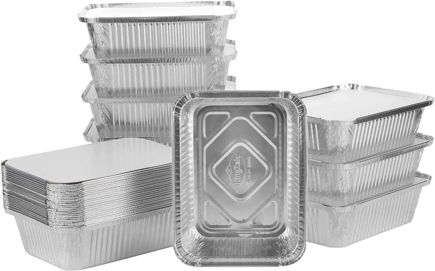 Nicole Home Collection Aluminum Pans With Lids - 25 Count - 5LB (10" x7.5) Oblong Pans - To Go Containers With Lids - Disposable Tin Foil Pans - Perfect For Catering, Meal Prep, Baking, Freezer Safe