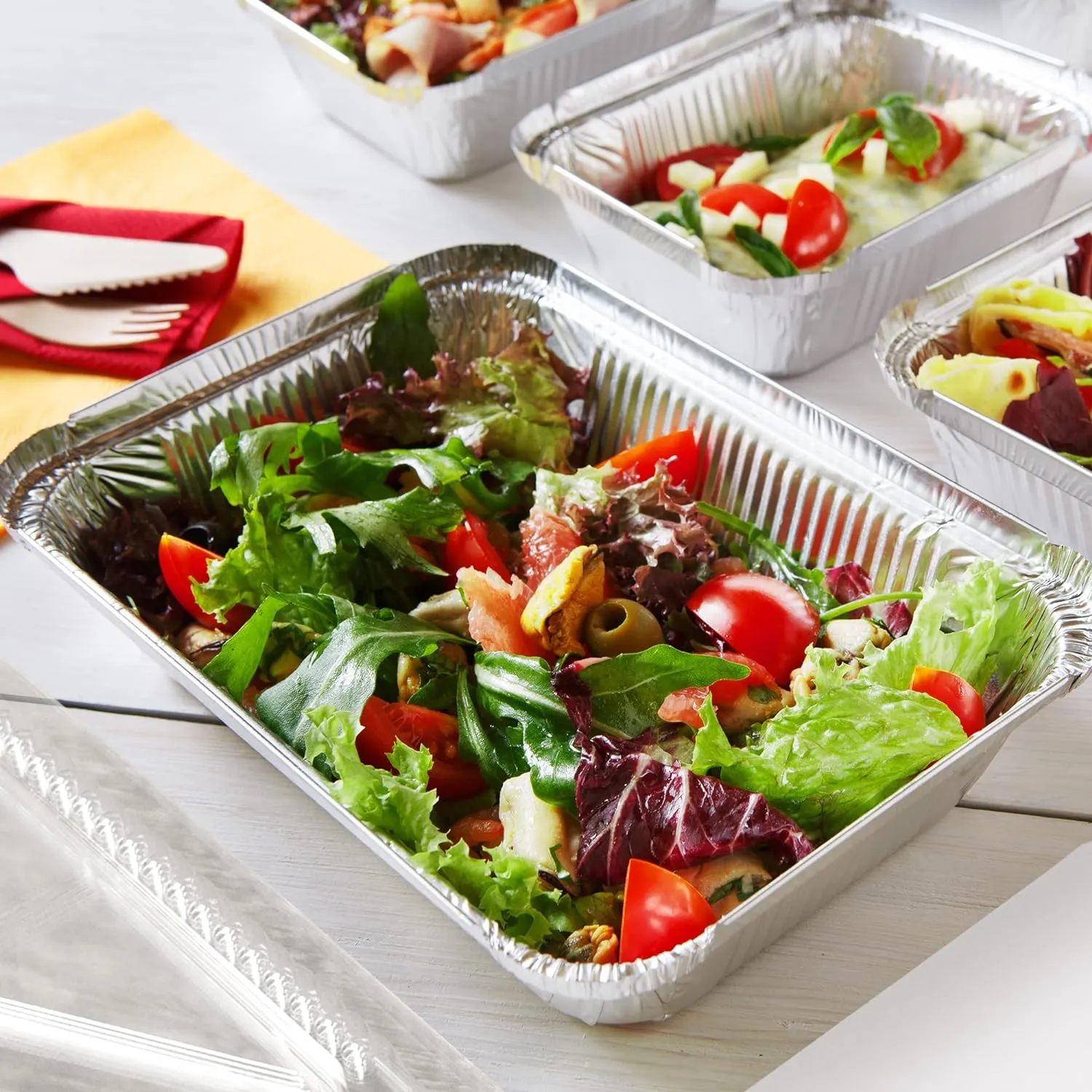 Nicole Home Collection Aluminum Pans With Lids - 25 Count - 5LB (10" x7.5) Oblong Pans - To Go Containers With Lids - Disposable Tin Foil Pans - Perfect For Catering, Meal Prep, Baking, Freezer Safe
