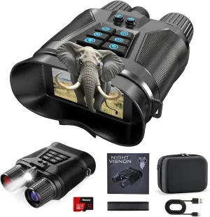 Night Vision Goggles - 4K Night Vision Binoculars for Adults, 3'' Large Screen Digital Binoculars with External Flashlight, 8X Zoom, 5000mAh Rechargeable, 32GB TF Card for Photo and Video