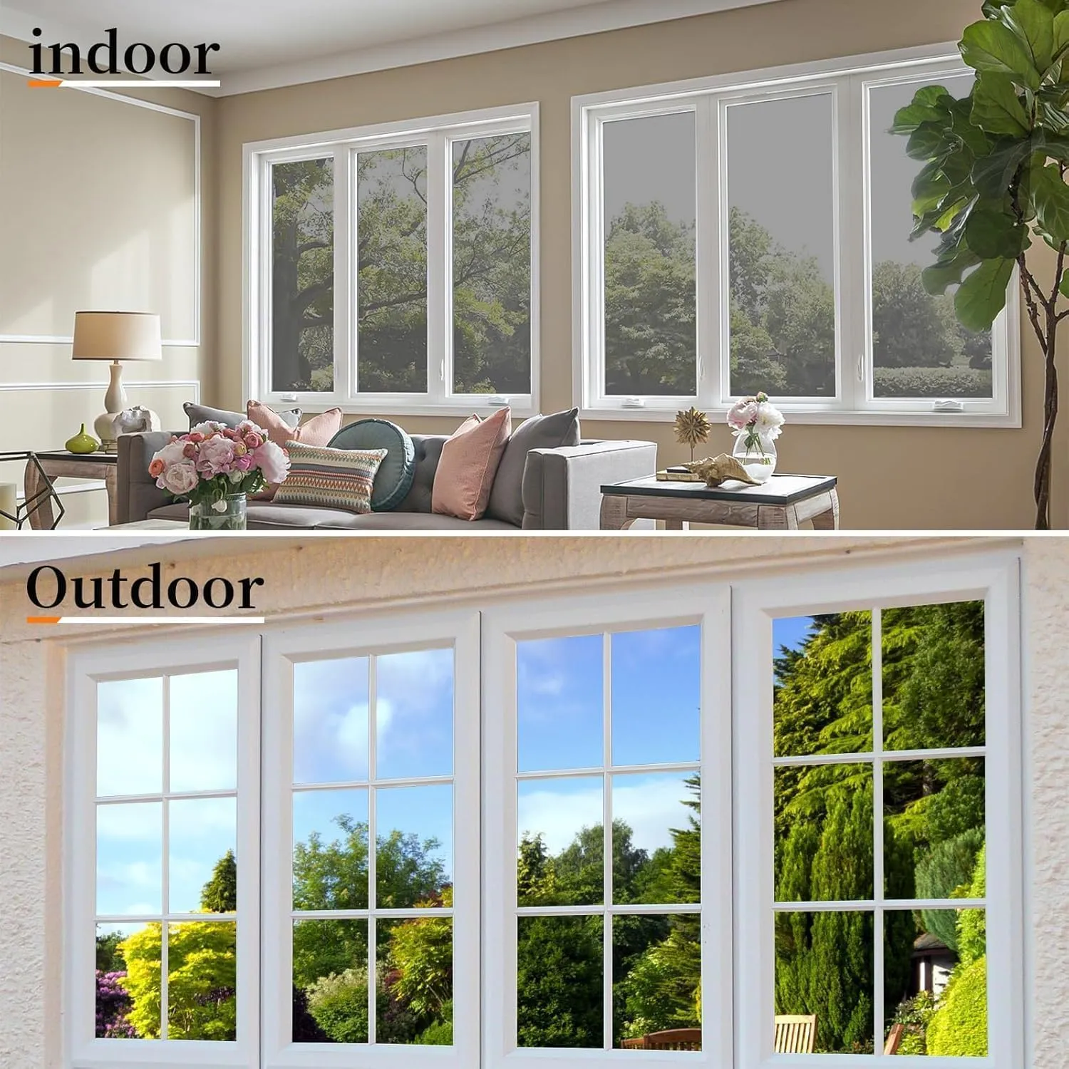 Niviy One Way Privacy Window Film See Out Not in 41 x 78.7 Inch Reflective Window Film Heat Blocking Anti UV Glass Door Mirror Window Tint for Home Office, Silver