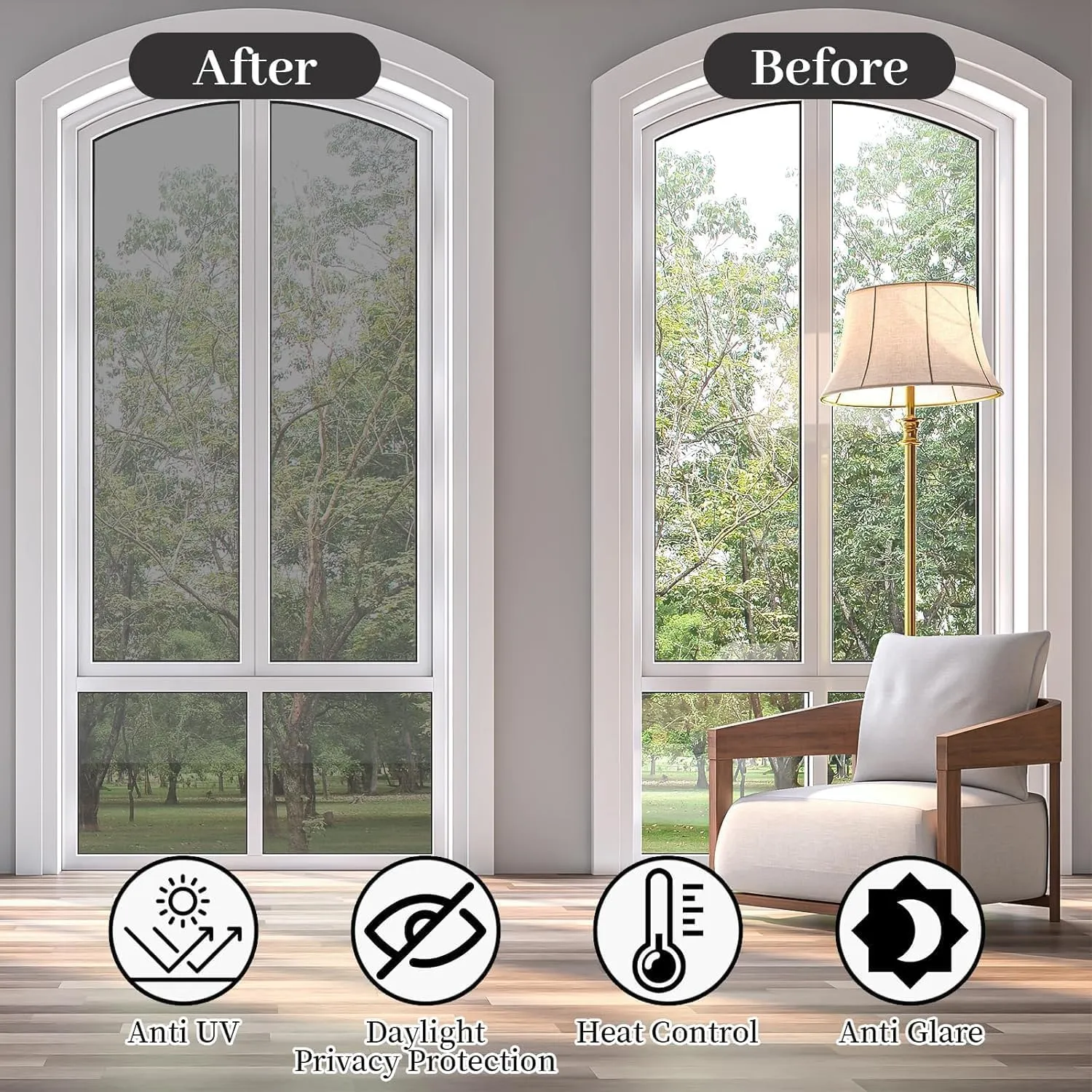 Niviy One Way Privacy Window Film See Out Not in 41 x 78.7 Inch Reflective Window Film Heat Blocking Anti UV Glass Door Mirror Window Tint for Home Office, Silver