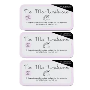No Mo-Unibrow Hair Removal Waxing Kit - Waxing Strips For Eyebrows, Face, Upper Lip, and Chin - As Seen On Shark Tank - Travel Friendly Wax Strip For Face - Wax Strips and Mini Tweezers - 3 Pack