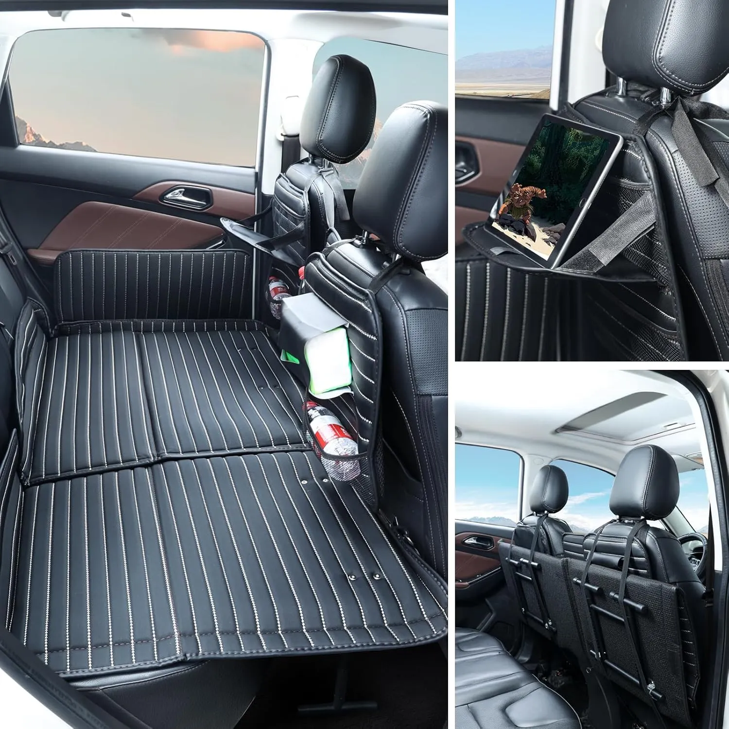 Non Inflatable Car Mattress, Folding Car Bed Backseat Mattress, Truck Mattress, Back Seat Bed for Truck SUV Car Camping, Car Bed Back seat Extender for Kids/Dogs (with Adjustable Bracket)