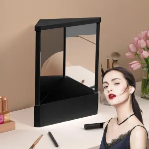 Non Reversing Mirror, Inverted Mirror, Standing Cosmetic Stand Mirror, Precision True Images Real Reflection, Desktop Mirror Tabletop Mirror for Makeup Vanity & Beauty (Black, 5.5 * 6.7in)