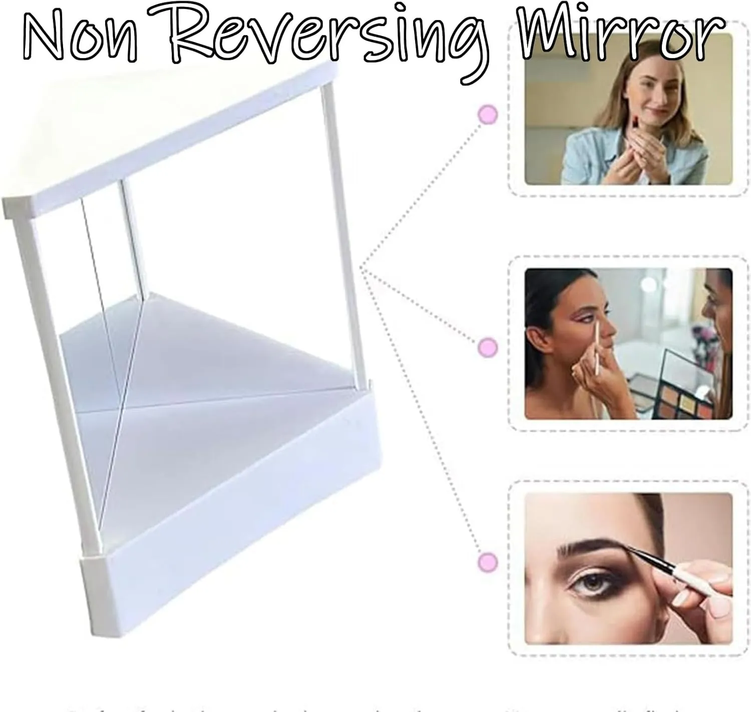 Non Reversing Mirror, Inverted Mirror, Standing Cosmetic Stand Mirror, Precision True Images Real Reflection, Desktop Mirror Tabletop Mirror for Makeup Vanity & Beauty (Black, 5.5 * 6.7in)