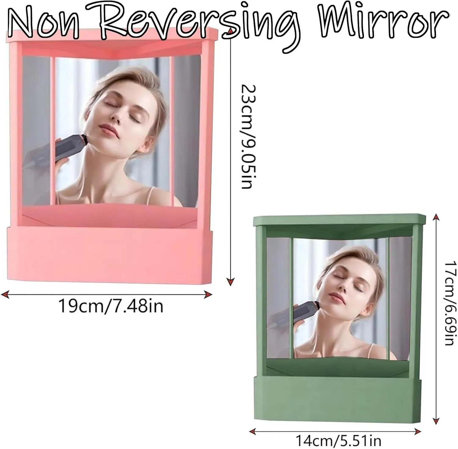 Non Reversing Mirror, Inverted Mirror, Standing Cosmetic Stand Mirror, Precision True Images Real Reflection, Desktop Mirror Tabletop Mirror for Makeup Vanity & Beauty (Black, 5.5 * 6.7in)