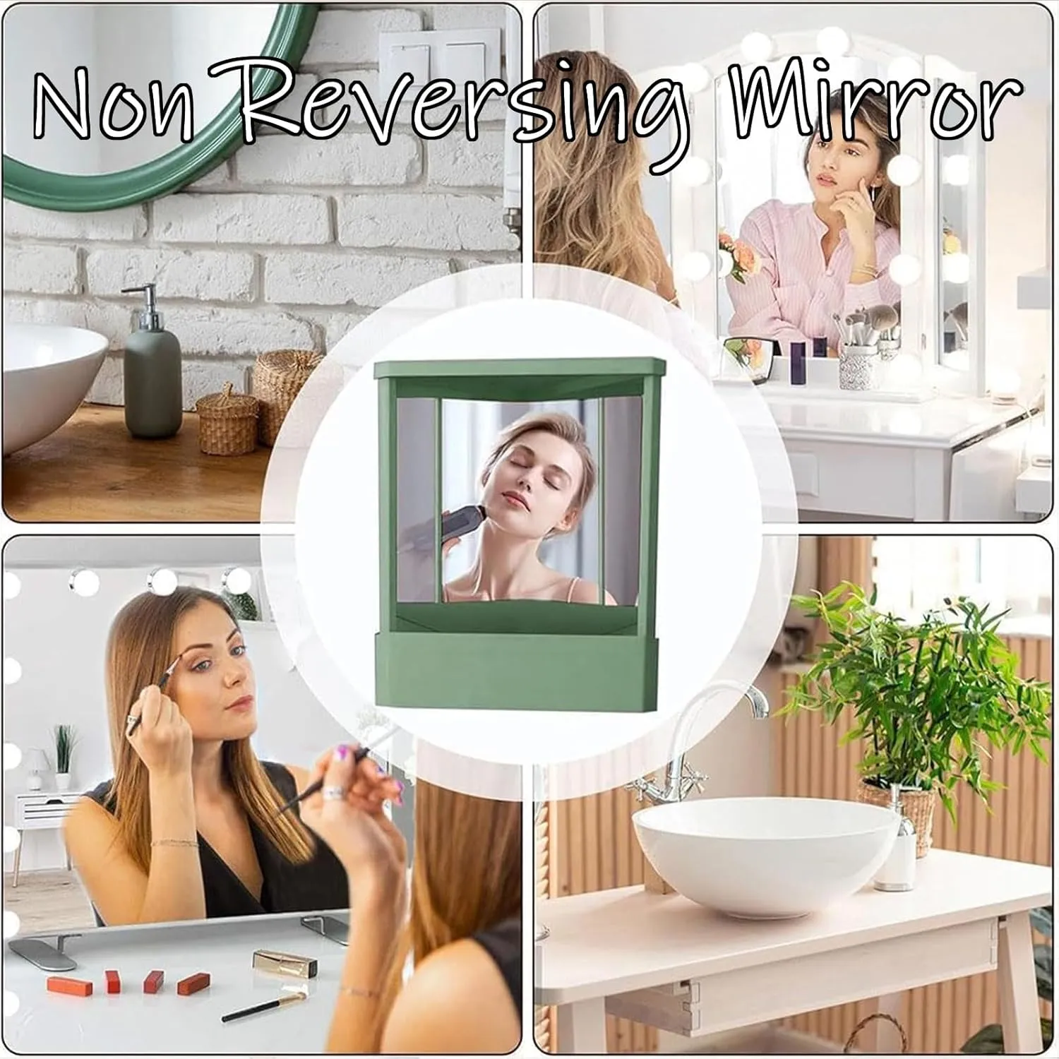 Non Reversing Mirror, Inverted Mirror, Standing Cosmetic Stand Mirror, Precision True Images Real Reflection, Desktop Mirror Tabletop Mirror for Makeup Vanity & Beauty (Black, 5.5 * 6.7in)