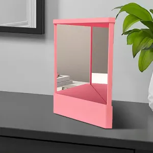 Non Reversing Mirror Tabletop Makeup Vanity Mirrors Real Reflections Beauty Mirror Standing Cosmetic Stand Mirror Precision True Images Real Reflection Tabletop Mirrors (Pink)