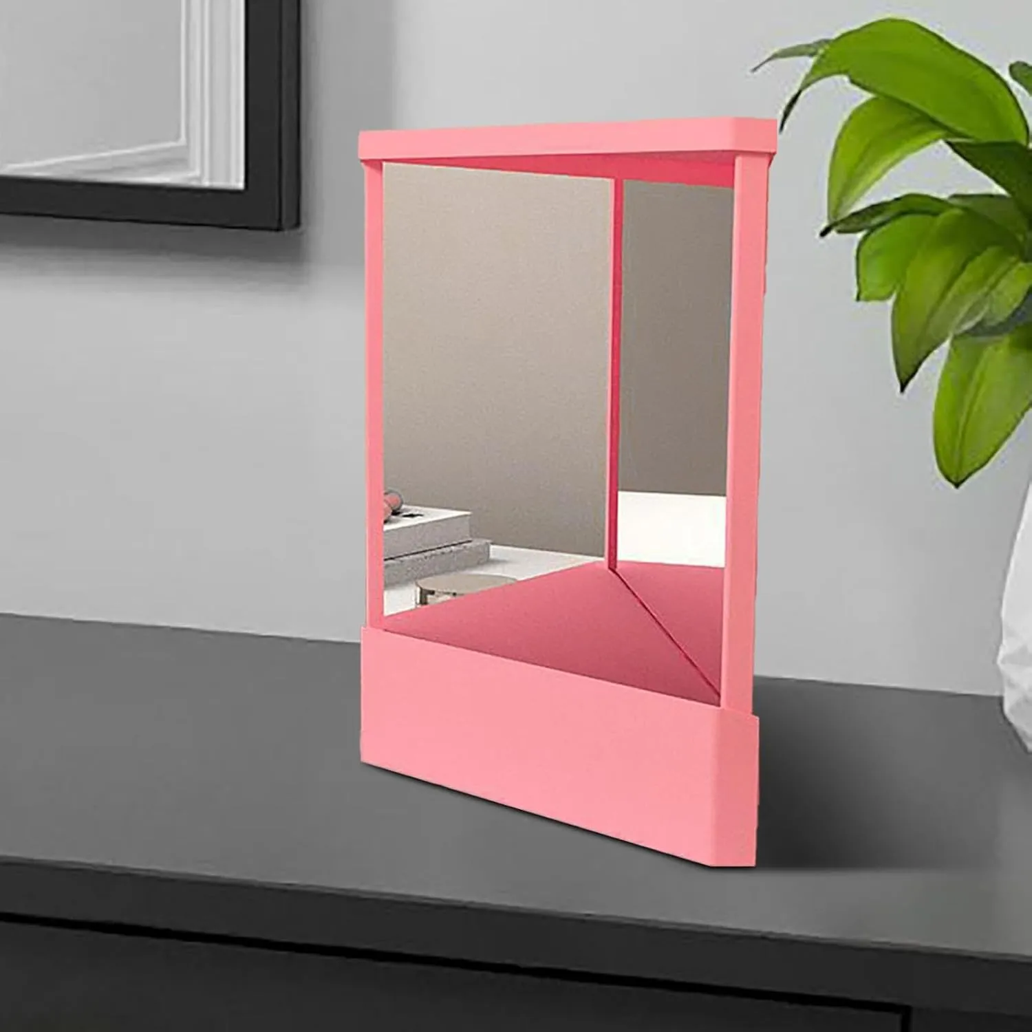 Non Reversing Mirror Tabletop Makeup Vanity Mirrors Real Reflections Beauty Mirror Standing Cosmetic Stand Mirror Precision True Images Real Reflection Tabletop Mirrors (Pink)