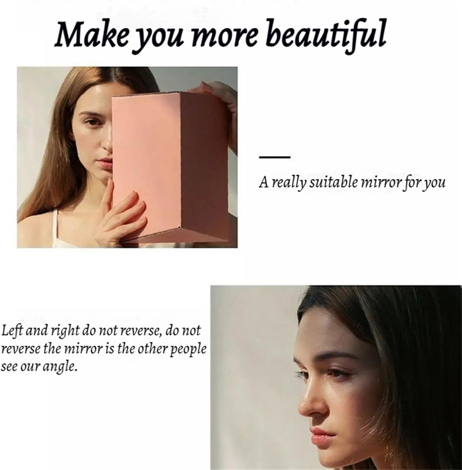 Non Reversing Mirror, True Image Reflection, True Small Mirror Non Reversing, Slim Precision Vanity Makeup Mirror, Precision Glass Viewing Angle, for Makeup Vanity & Beauty (Blue)
