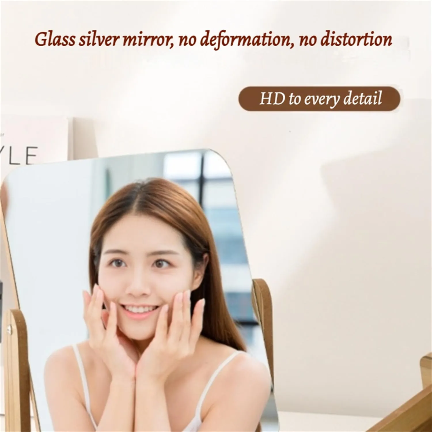Non Reversing Mirror, True Image Reflection, True Small Mirror Non Reversing, Slim Precision Vanity Makeup Mirror, Precision Glass Viewing Angle, for Makeup Vanity & Beauty (Blue)