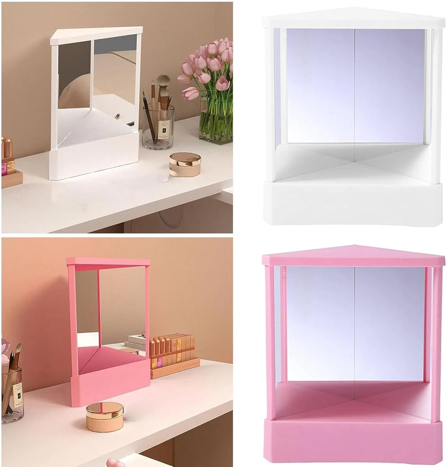 Non-Reversing Mirror,True Image Reflection, Real Reflections Beauty Mirror,Non Magnifying Tabletop Mirrors, for Makeup Vanity & Beauty (Dark Pink,Large)