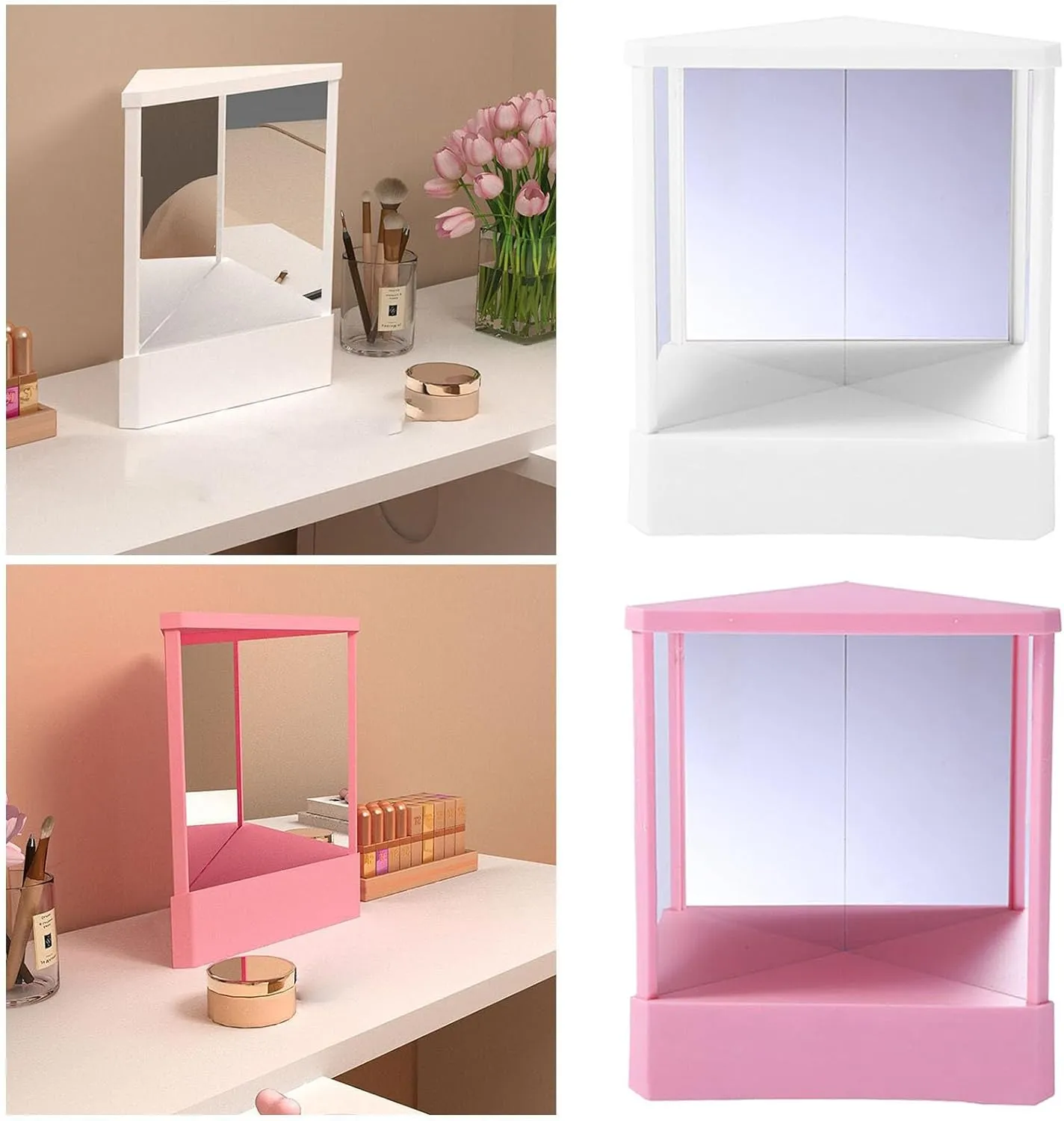 Non-Reversing Mirror,True Looking Glass Non-Reversing,Tabletop Makeup Vanity Stand Glasses,Reversal Small Cosmetic Real Reflections Beauty Spectacles for Makeup Vanity & Beauty (White)