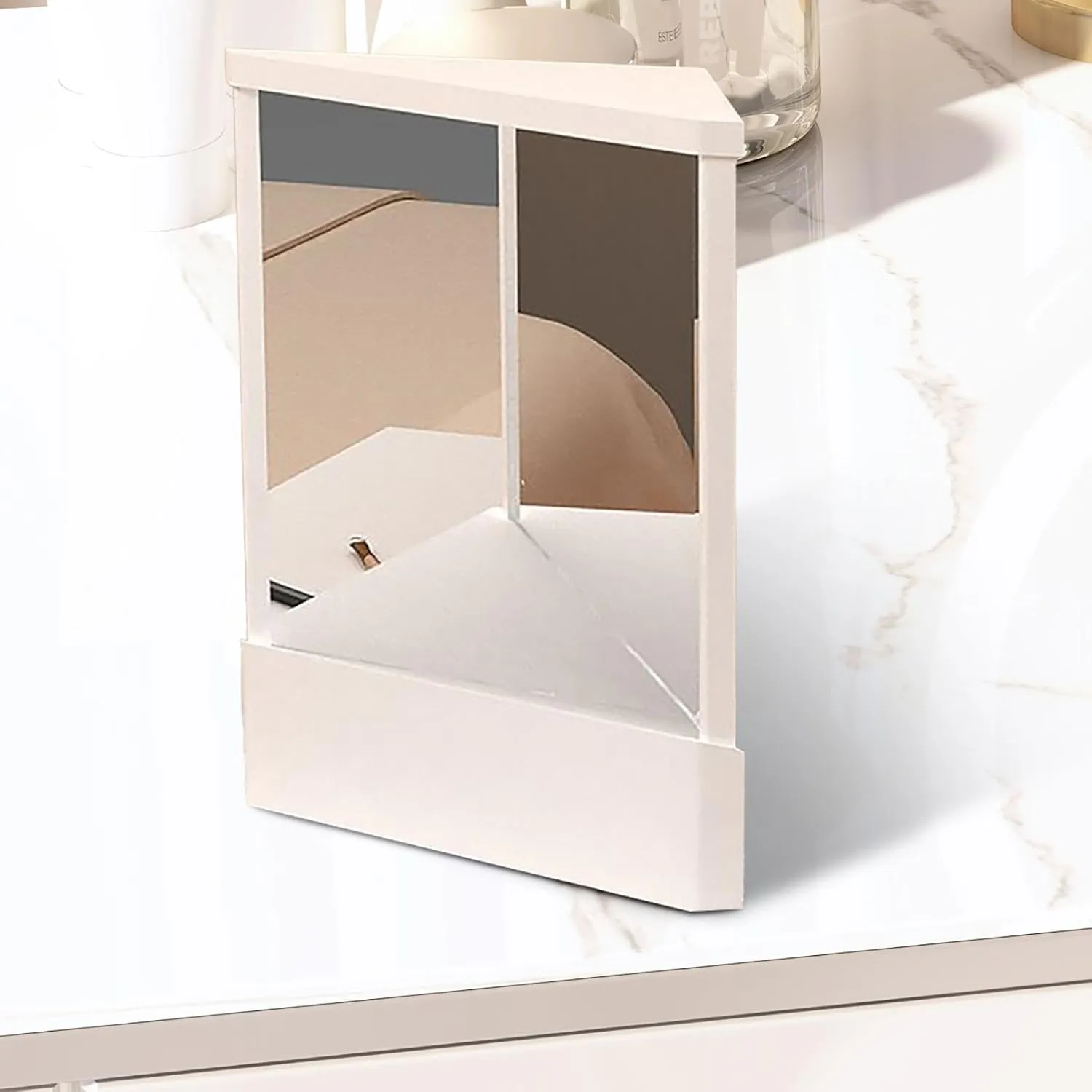 Non-Reversing Mirror,True Looking Glass Non-Reversing,Tabletop Makeup Vanity Stand Glasses,Reversal Small Cosmetic Real Reflections Beauty Spectacles for Makeup Vanity & Beauty (White)