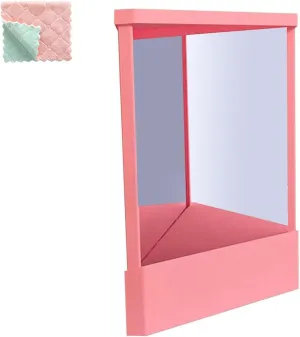 Non-Reversing True Mirror-Tabletop Makeup Vanity Stand Mirror with Real Reflections, Slim Precision Design for Makeup & Beauty, Non-Magnifying Cosmetic Mirror (Pink,S: 8 * 5.1 * 6.7in)