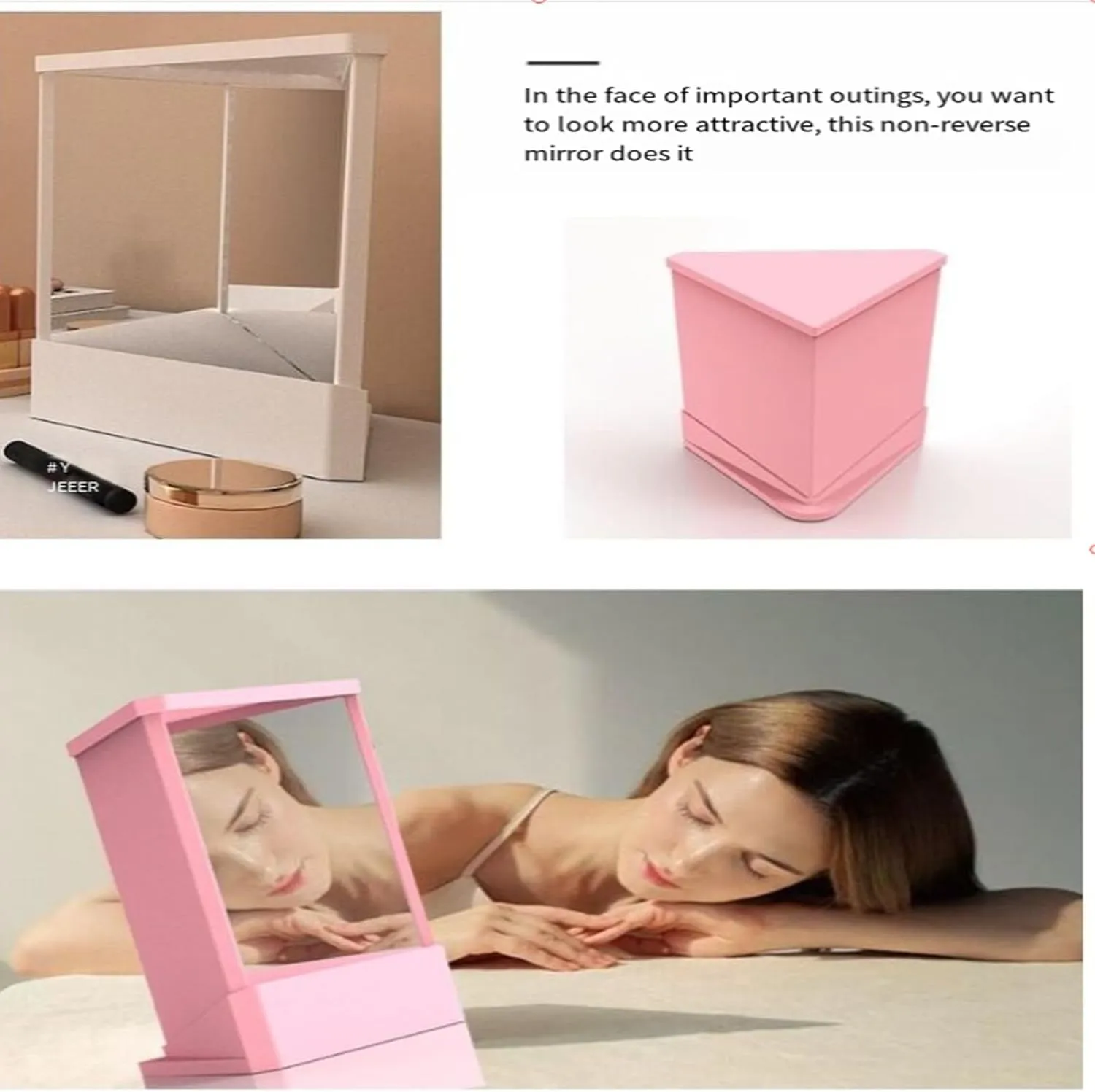 Non-Reversing True Mirror-Tabletop Makeup Vanity Stand Mirror with Real Reflections, Slim Precision Design for Makeup & Beauty, Non-Magnifying Cosmetic Mirror (White,S: 8 * 5.1 * 6.7in)