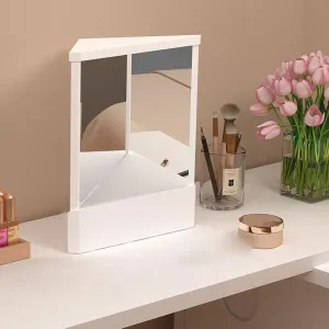 Non-Reversing True Vanity Makeup Mirror - Tabletop Real Reflections Beauty Mirror for Your Face,Non Reversing Mirror,Inverted Looking Glass (White)