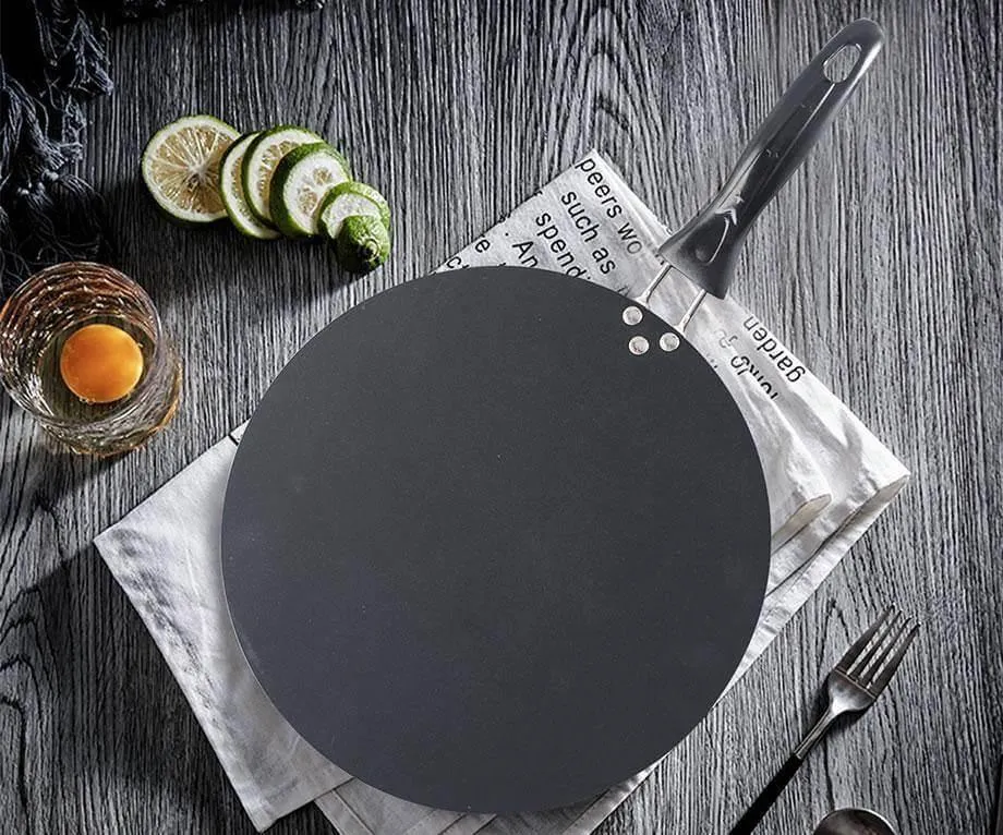 Non-stick Black Iron Pancake Pan - Durable Round Cookware