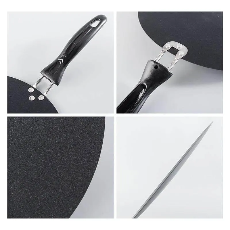Non-stick Black Iron Pancake Pan - Durable Round Cookware