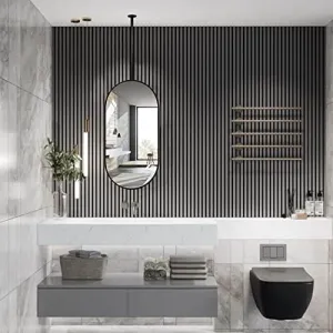 Nordic Oval Mirror for Ceiling Hanging with Ceiling Hanging Rod, Simple Decorative Vanity Makeup Mirror Clear and Practical - Black Customizable (Size : 40cmx70cm)