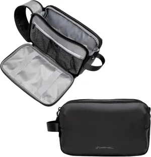 (Not Made In China) Toiletry Bag For Men, Travel Organizer and Dopp Kit, Waterproof Shaving Bag for Toiletries and Accessories, Interior Compartments and Pockets (Black)