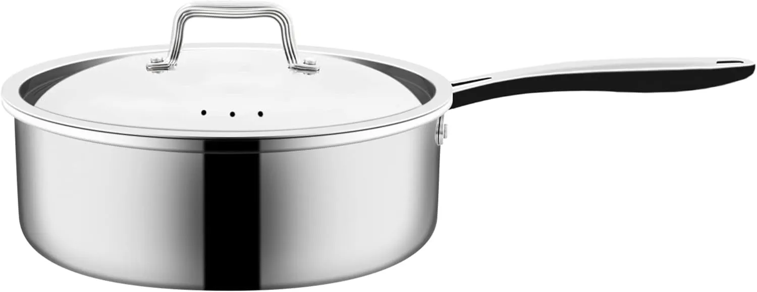 Nuwave Commercial 1.5-Quart Stainless Steel Saucepan with Vented Lid, Tri-Ply Construction, Premium 18/10 Stainless Steel