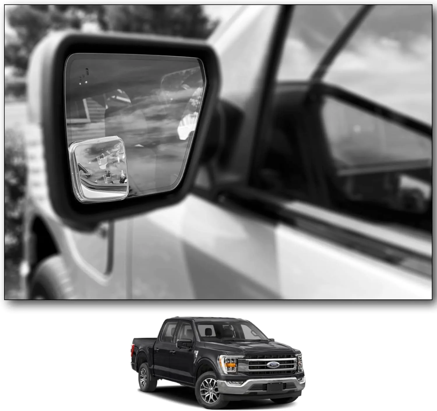 NXTGEN Custom Blind Spot Mirrors - Compatible With 2021-Present Ford F150 14th Generation Factory Mirrors With BLIS | Extended View - 2 Piece Set (Left & Right)