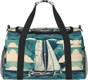 Ocean Sailboat print Weekender Overnight Carry On Bag Gym Luggage Bag Duffel Bag for Travel Women