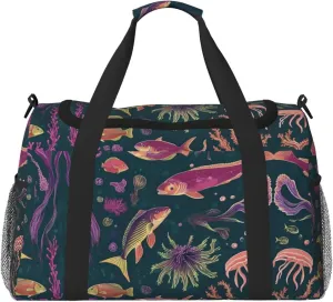 Ocean Underwater Fish print Weekender Overnight Carry On Bag Gym Luggage Bag Duffel Bag for Travel Women