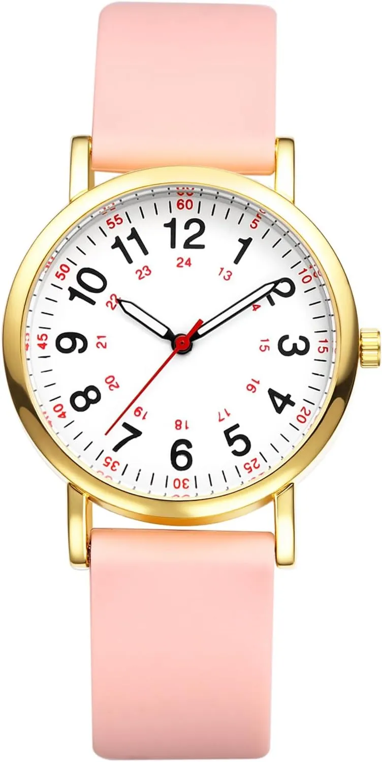 OIDEA Nurse Watch for Medical: 12/24 Hour Military Time Easy Read Dial Second Hand Analog Watch for Nursing Doctors