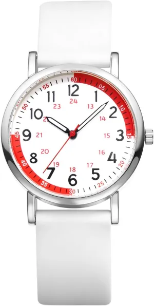 OIDEA Women Nurse Watch for Medical: 12/24 Hour Military Time Easy Reader Dial Second Hand Pulsometer Analog Watch